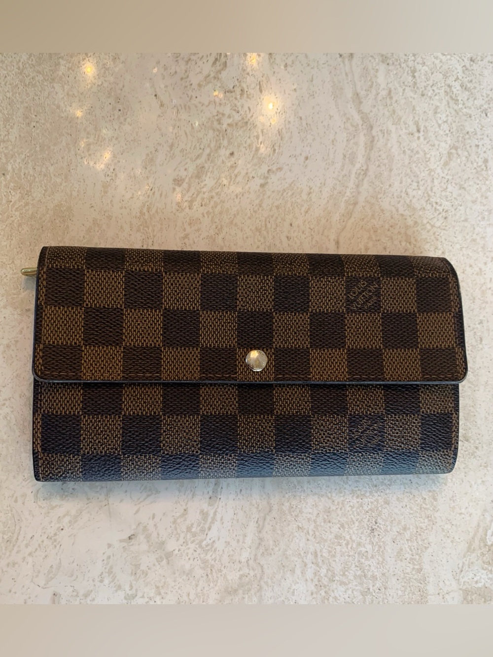 Louis Vuitton Brown Checkered Snap Card Holder Wallet